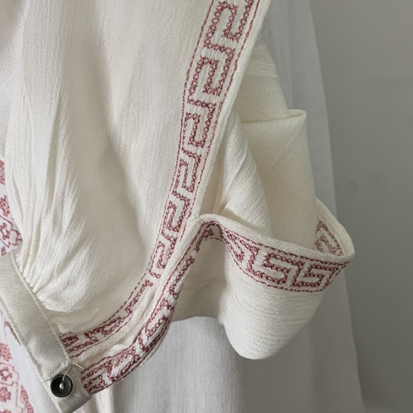 Lucky Brand Ivory Peasant Crinkle Gauze Tassels Embroidery Boho Size:S - Picture 11 of 16